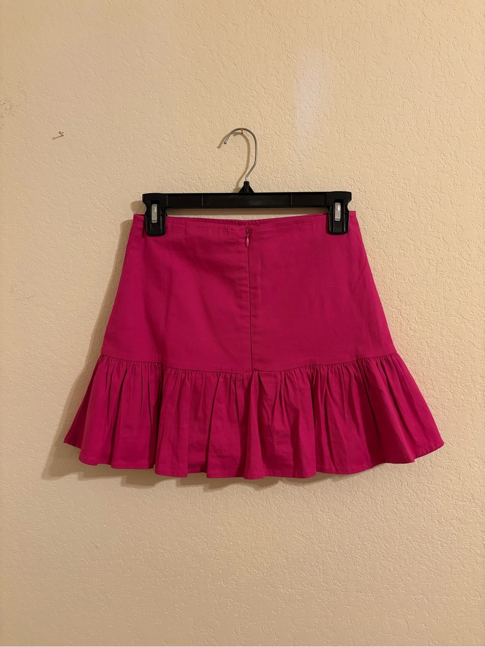 Women's Pink Ruffle Hem Mini Skirt With Built In Shorts